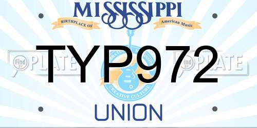 TYP972 Mississippi License Plate