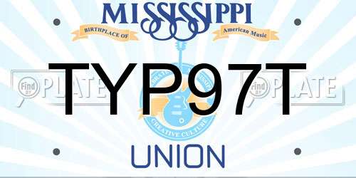 TYP97T Mississippi License Plate