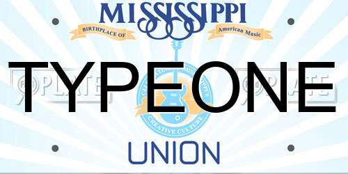 TYPEONE Mississippi License Plate