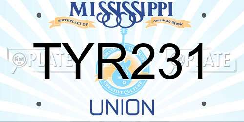 TYR231 Mississippi License Plate