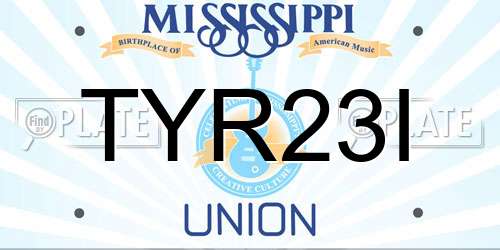 TYR23I Mississippi License Plate