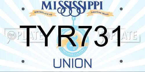 TYR731 Mississippi License Plate
