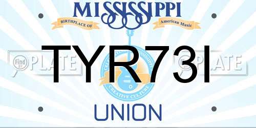 TYR73I Mississippi License Plate