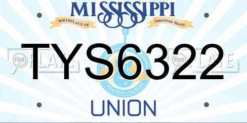 TYS6322 Mississippi License Plate