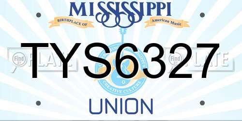 TYS6327 Mississippi License Plate