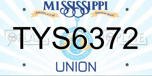 TYS6372 Mississippi License Plate
