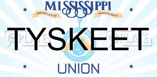 TYSKEET Mississippi License Plate