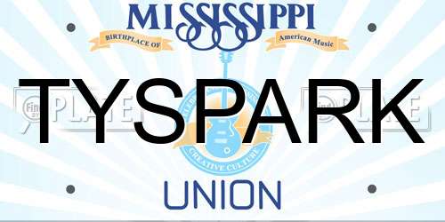 TYSPARK Mississippi License Plate