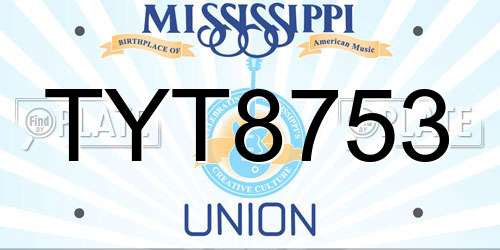 TYT8753 Mississippi License Plate