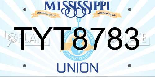 TYT8783 Mississippi License Plate