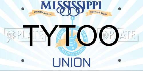 TYTOO Mississippi License Plate