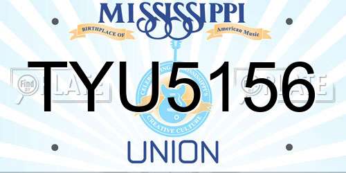 TYU5156 Mississippi License Plate
