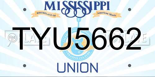 TYU5662 Mississippi License Plate