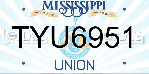 TYU6951 Mississippi License Plate