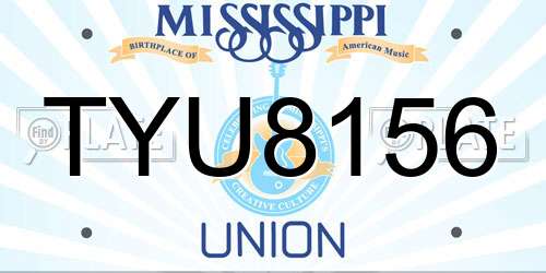 TYU8156 Mississippi License Plate
