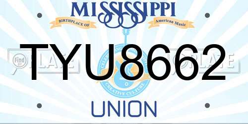 TYU8662 Mississippi License Plate