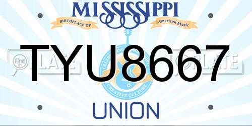 TYU8667 Mississippi License Plate