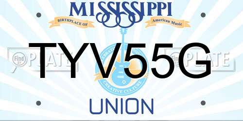 TYV55G Mississippi License Plate