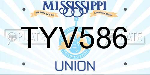 TYV586 Mississippi License Plate