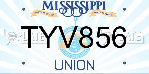 TYV856 Mississippi License Plate