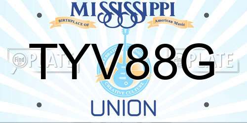 TYV88G Mississippi License Plate