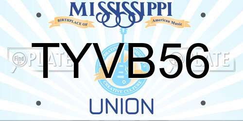 TYVB56 Mississippi License Plate