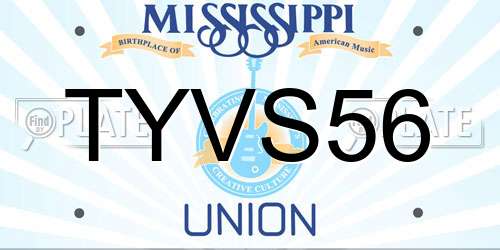 TYVS56 Mississippi License Plate