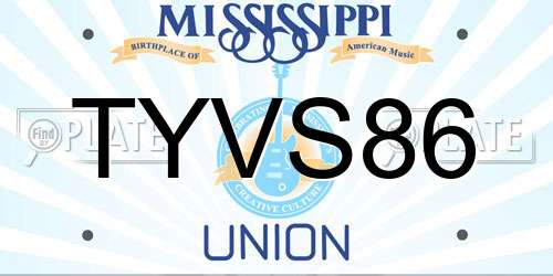 TYVS86 Mississippi License Plate