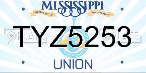 TYZ5253 Mississippi License Plate