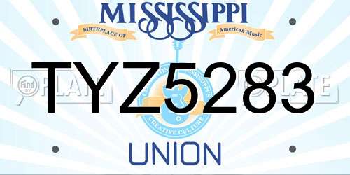 TYZ5283 Mississippi License Plate