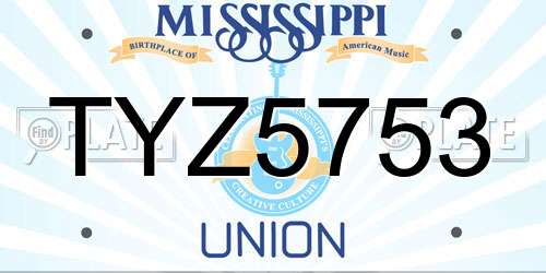 TYZ5753 Mississippi License Plate