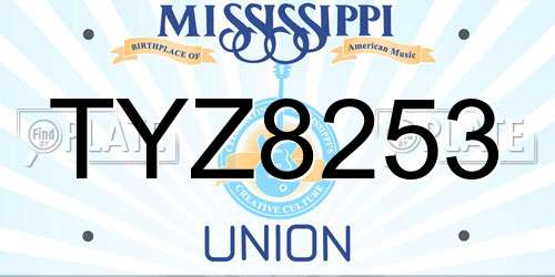 TYZ8253 Mississippi License Plate