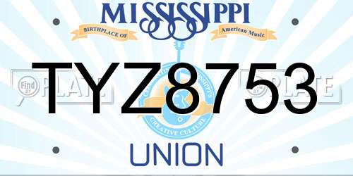 TYZ8753 Mississippi License Plate