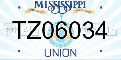 TZ06034 Mississippi License Plate
