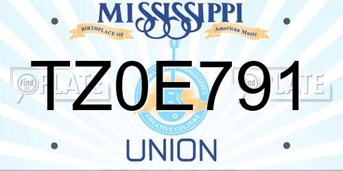 TZ0E791 Mississippi License Plate