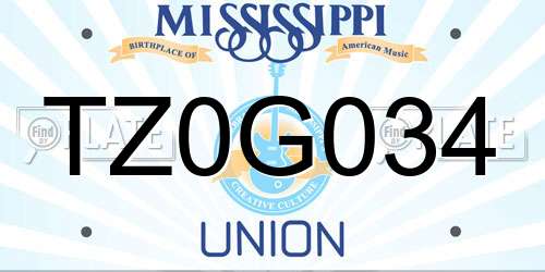 TZ0G034 Mississippi License Plate