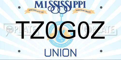 TZ0G0Z Mississippi License Plate