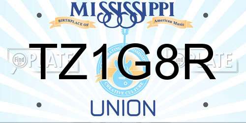 TZ1G8R Mississippi License Plate