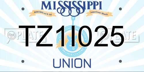 TZ1I025 Mississippi License Plate