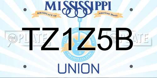 TZ1Z5B Mississippi License Plate