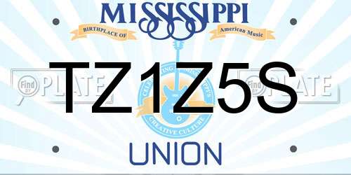 TZ1Z5S Mississippi License Plate