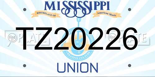 TZ20226 Mississippi License Plate