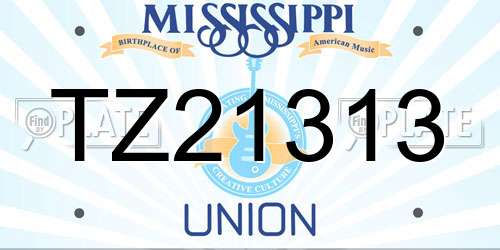 TZ21313 Mississippi License Plate