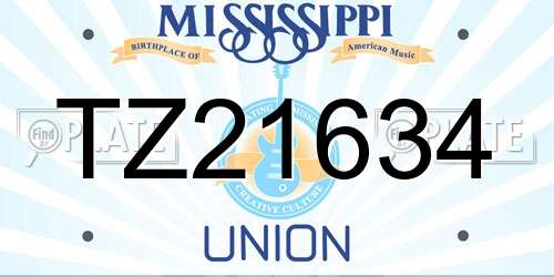 TZ21634 Mississippi License Plate