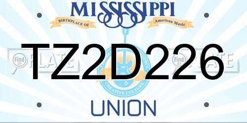 TZ2D226 Mississippi License Plate