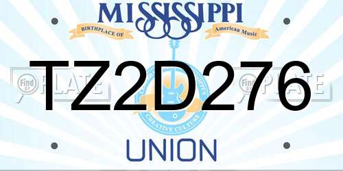 TZ2D276 Mississippi License Plate