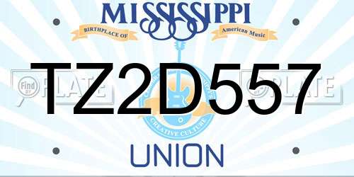 TZ2D557 Mississippi License Plate