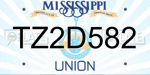 TZ2D582 Mississippi License Plate