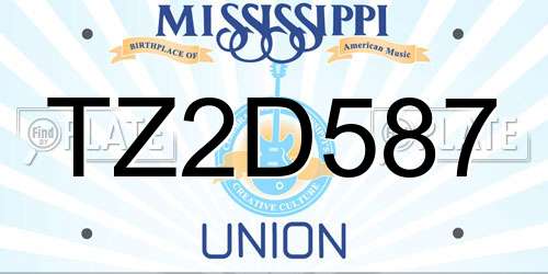 TZ2D587 Mississippi License Plate
