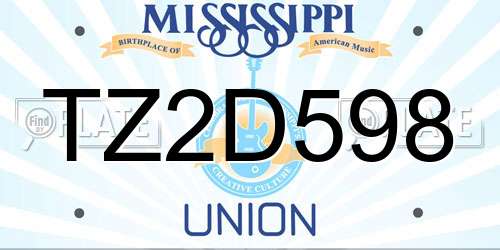 TZ2D598 Mississippi License Plate